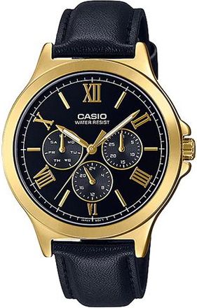 Casio Casio Dress Classic Minimalistic Stainless Steel Analog Watch Black Metallic Gold MTP-V300GL-1A