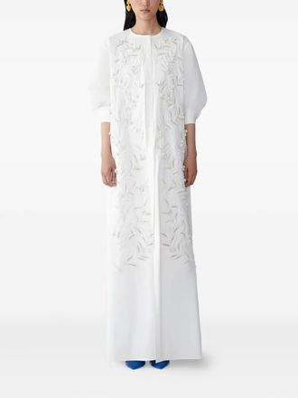 Carolina Herrera Maxi-jurk met borduurwerk en knopen - Wit