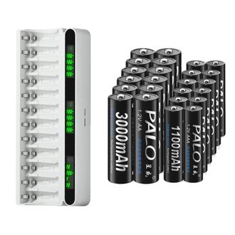 OEM Bater&iacute;a Recargable, Cargador Inteligente Con Pantalla Lcd, Capacidad De 3000 Mah, 12 Pilas Aa/12 Pilas Aaa, 1 Cargador