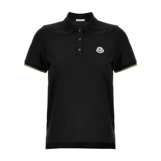Moncler Polo Shirts, female, Black, Size: L Black T-Shirt Womens Clothing