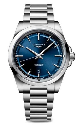 Longines Conquest Automatic Bracelet Watch, 41mm in Blue at Nordstrom