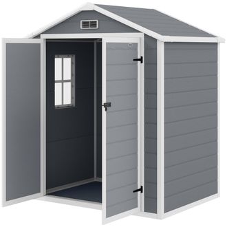 OUTSUNNY Casetta Da Giardino Con Finestra E Doppia Porta 183x134x210 Cm Grigio - Outsunny