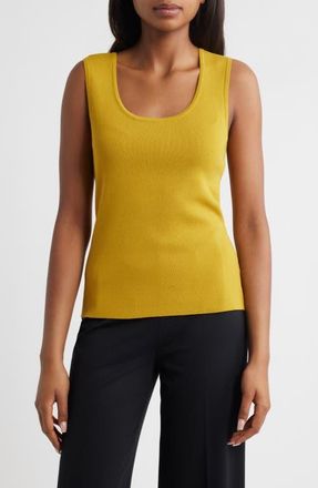 Tahari by ASL Scoop Neck Sweater Tank in Ochre at Nordstrom, Size X-Small P