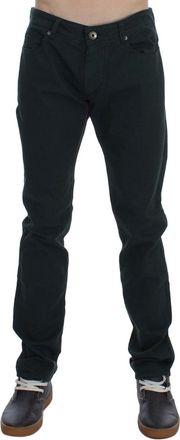 Ermanno Scervino Heren Green Cotton Denim Stretch Straight Fit Jeans
