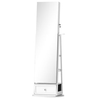 HOMCOM Armario joyero 56x56x164 cm blanco