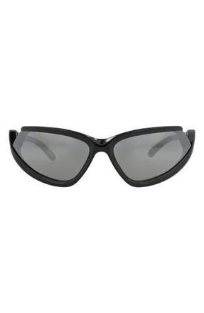 Balenciaga 71mm Shield Sunglasses in Black Black Silver at Nordstrom Rack