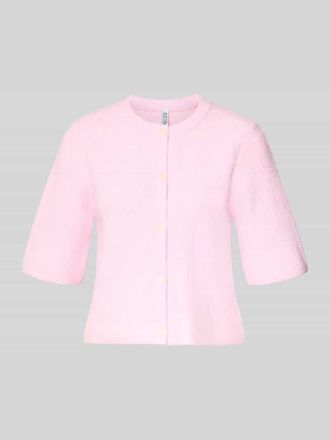 Pieces Boxy Fit Strickjacke aus Rippstrick Modell SILLY in Hellrosa Melange, Gr&ouml;&szlig;e XL