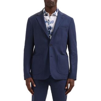 Bugatchi Aerolinen Linen Blend Sport Coat in Navy at Nordstrom, Size 46