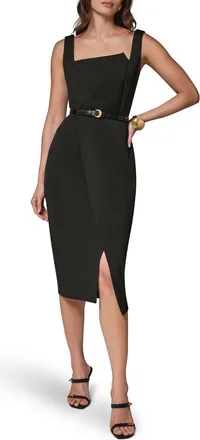 DKNY Faux Wrap Sheath Dress in Black at Nordstrom, Size 14