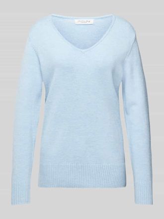 Christian Berg Strickpullover mit abgerundetem V-Ausschnitt in Hellblau Melange, Gr&ouml;&szlig;e XS