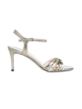 Roberto Festa Milano Titanium Laminated Leather Sandals With Intertwined Straps
