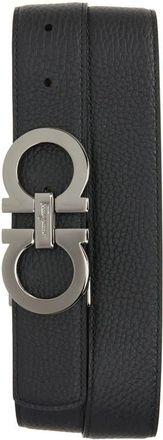 Ferragamo Double Gancio Reversible Leather Belt in Nero/Hickory at Nordstrom, Size 42