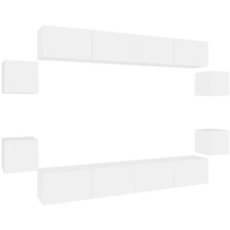 vidaXL Set De Muebles Para Tv 8 Piezas Madera Contrachapada Blanco Vidaxl