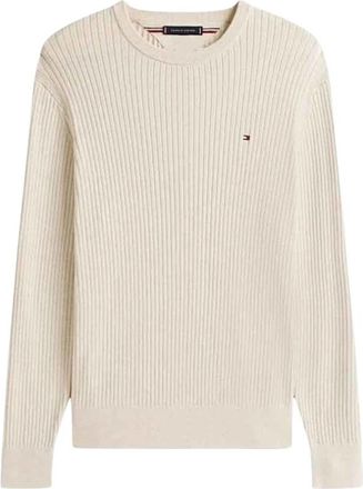 Tommy Hilfiger Rondgebreide trui - Heren - Ronde hals truien - Beige - XL - Katoen - Truien & Vesten