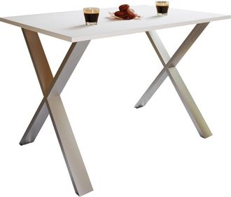 ebuy24 Mesa De Comedor De Madera Vcm Premium Al. 76 X An. 110 X P. 50 Cm Mesa De Comedor De Cocina Mesa Xona X (plata / Roble De Miel)