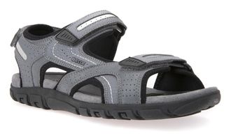 Geox Sandale GEOX UOMO SANDAL STRADA, Herren, Gr. 42, grau (stone, hellgrau), Lederimitat, Schuhe Sandale, Sommerschuh, Klettschuh, Outdoorsandale, im Trek