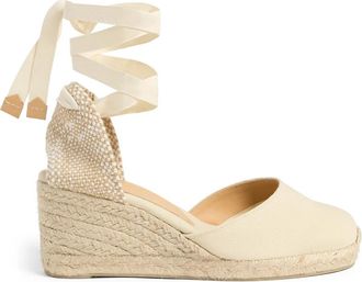 Castaner Carina/6/001 7 cm Wedges - Dames - Sleehakken - Beige - 36 EU - Katoen - Schoenen