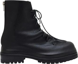 424 Washed Leather Lace-up Marathon Boot - Heren - Veterlaarzen - Zwart - 43 EU - Leer - Schoenen
