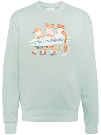 Maison Kitsuné signature fox motif cotton sweater - Blue