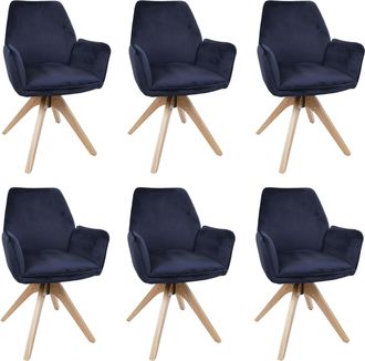 Hhg [nunca Usado] Juego De 6 Sillas De Comedor Hhg-384, Sillas De Mesa De Comedor Y De Cocina Con Reposabrazos, Giratorias, De Madera Y Terciopelo De 320 