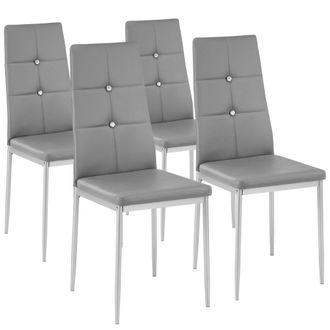 TecTake Dining Chair Set Julien Set Of 4 - Grey | Size: 4 Pack