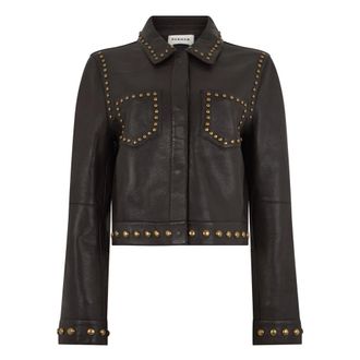 P.A.R.O.S.H. Chaqueta Corta de Cuero - Jackets - Mujer - Marr&oacute;n - M