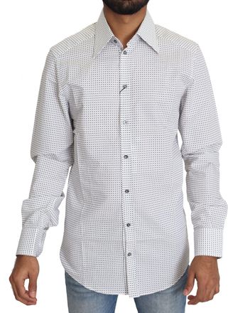 Dolce & Gabbana Black White Polka Dots Dress Mens Shirt