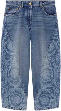 Versace Barocco Motif Cropped Jeans