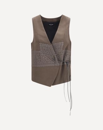 Giorgio Armani Vest in washed silk and virgin wool with jacquard pattern and ties Female 44