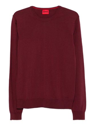 BOSS Wollen trui met ronde hals - Rood