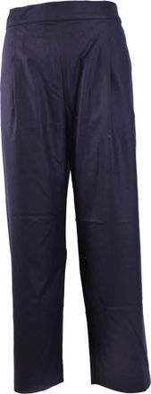 Laneus Blauwe Wol Kasjmier Broek Aw 23 - Heren - Wijde Broeken - Blauw - L - Wol - Broeken