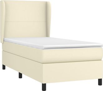 vidaXL Cama Box Spring Con Colch&oacute;n Cuero Sint&eacute;tico Crema 90x190 Cm Vidaxl