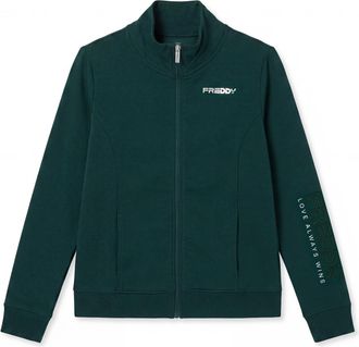 Freddy Felpa regular con zip e collo alto, logo ricamato su manica
