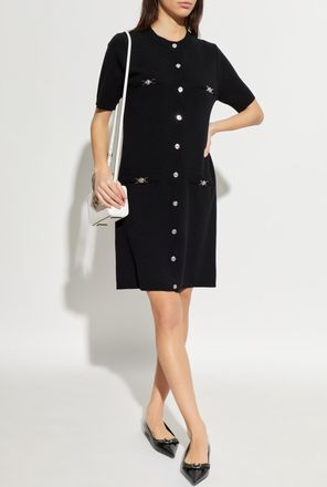 Versace Dress With Decorative Pockets, Womens, Black