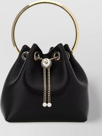 Jimmy Choo London leather bucket bag chain detail