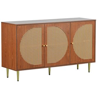 STILVORA Aparador Con 3 Puertas Y Estantes Ajustables Para Sal&oacute;n O Comedor, En Tablero De Part&iacute;culas, Nogal, 129.8&times;40&times;76 Cm