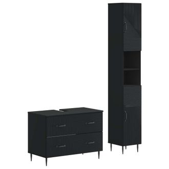 vidaXL Juego De Gabinete De Ba&ntilde;o De 2 Piezas Haarlem Negro Vidaxl