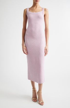 St. John Juliette Metallic Moulin&eacute; Cotton & Silk Blend Sweater Dress in Peony Metallic Multi at Nordstrom, Size X-Small