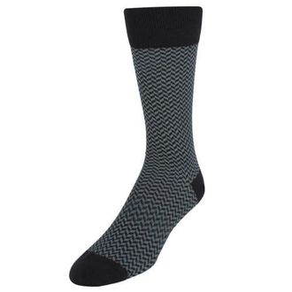 Trafalgar Store Holden Herringbone Mid-Calf Pima Cotton Socks in Charcoal And Grey Herringbone at Nordstrom