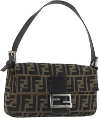 Fendi Pre-owned Zucca Canvas Shoulder Bag - Dames - Vintage Schoudertas - Bruin - ONE Size - Leer - Vintage