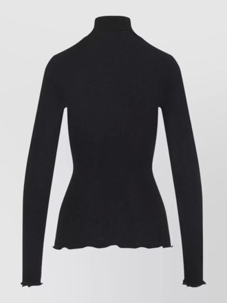 Prada ribbed knit turtleneck top wool silk