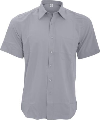 Henbury Mens Wicking Short Sleeve Work Shirt (2XL) (Slate Grey)