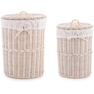 BIZZOTTO Set 2 Porta biancheria Narra struttura in rattan e tessuto interno in cotone -Sbiancato