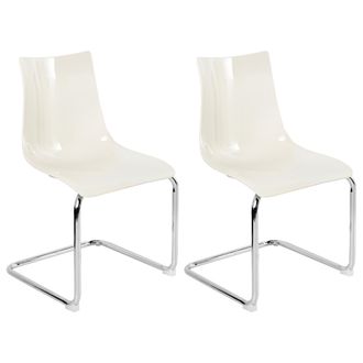 Beliani Beliani - Conjunto De 2 Sillas De Comedor Moderno Asiento Cantilever De Pl&aacute;stico Blanco Crema Marshall
