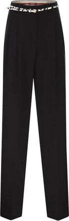 Max Mara Broek met hoge taille en wijde pijpen - Dames - Wijde Broeken - Zwart - XS - Broeken