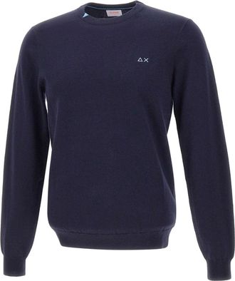 Sun 68 Trui met ronde hals - Heren - Ronde hals truien - Blauw - 3XL - Katoen - Truien & Vesten