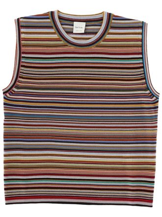 Paul Smith Signature Stripe Sleeveless Merino Wool Knit Top
