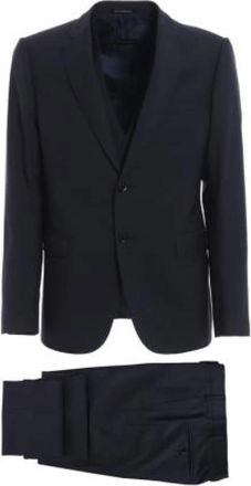 Emporio Armani Enkelrijig wollen pak - Heren - Business pakken - Blauw - L - Wol - Kostuums