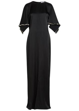 Stella McCartney Stella Mccartney Embellished Satin-crepe Maxi Dress - Black - 38 (UK6 / XS)