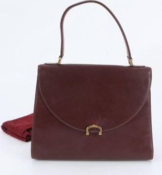 Cartier Wine Red Leather Handbag Tote Bag (Pre-Owned)